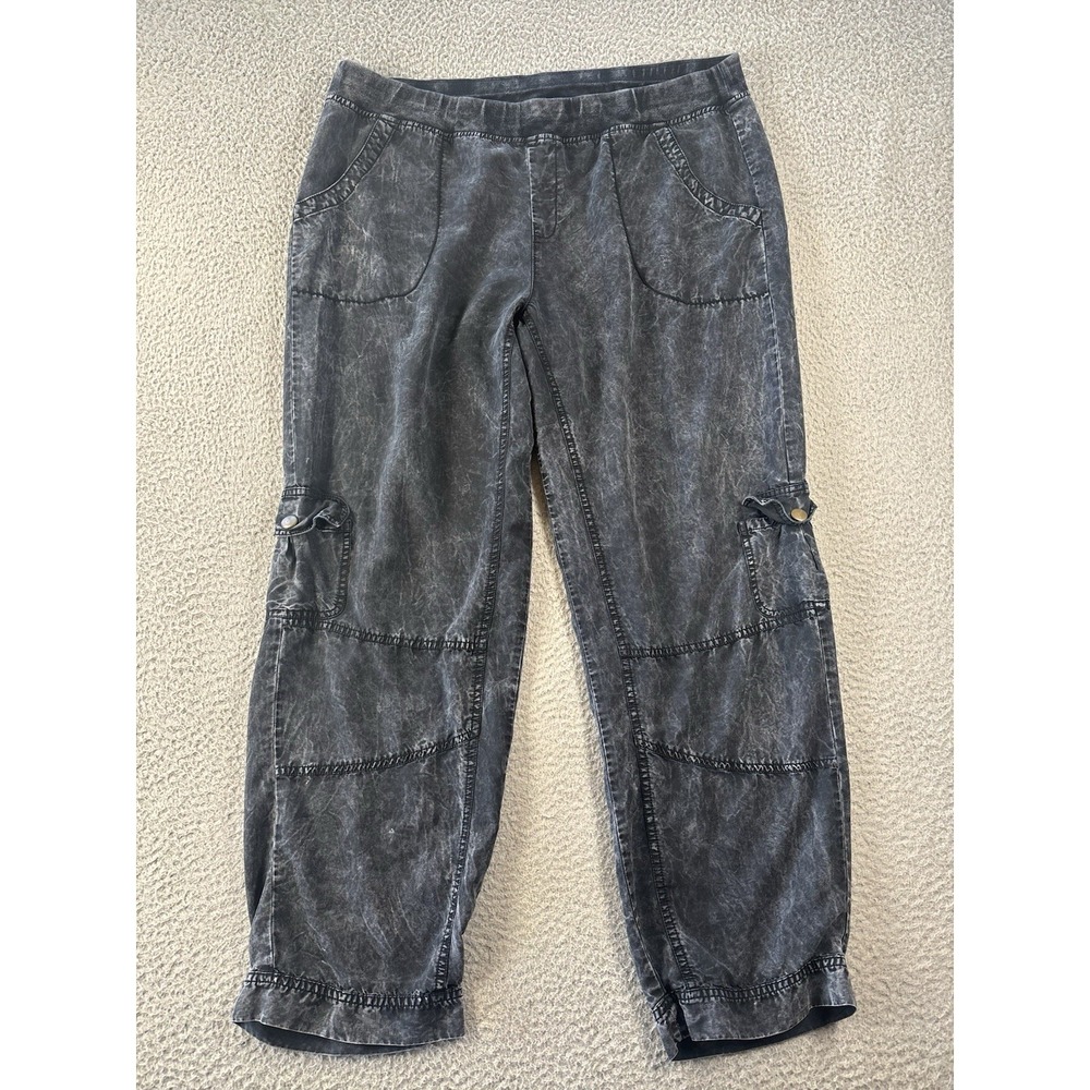 XCVI Cargo Pants Womens XL Mineral Black Tencel Flowy Elastic Waist